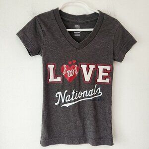 Nationals MLB Team Athletics Grey Short Sleeve T-Shirt Tee Shirt Girls XS (4-5)